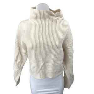 Aritzia Wilfred Cream 100% Merino Wool Turtleneck Long Sleeve Sweater Size L